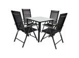 Gardenson , Anthrazit , Metall, Glas, Textil , quadratisch , Stühle klappbar ,