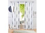 Gardine OTTO HOME "DIMONA" Gr. 5, bunt (weiß, blau), B:140cm H:265cm, Voile, Polyester, Gardinen, Gardine, 2-er Set, Voile, Polyester, Wellen