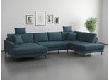 Wohnlandschaft TRENDS BY HG "Summer", blau (b881 memphis 14 teal), B:360cm H:86cm T:195,5cm, 90% Polyester;10% Nylon, Sofas, Wohnlandschaft, U-Form, B: 360cm in Cord & Struktur