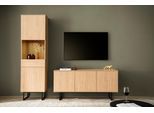 Wohnzimmer-Set HOME AFFAIRE "Lund, moderne Anbauwand, Wohnzimmer-Set in Stone Oak oder Nussbaum", braun (stone oak), B:233cm H:200cm T:40cm, Kastenmöbel-Sets, Wohnzimmer-Set, enthält Vitrine und Lowboard