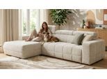 Ecksofa OTTO HOME "Ballerup 235 x 175 cm, auch mit verstellbarer Sitztiefe", beige (silber), B:285cm H:80cm T:175cm, 100% Polyester, Sofas, Ecksofa, Kopfteile verstellbar, Pet Friendly Bezug, L-Form