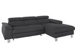 Ecksofa COTTA "Komaris L-Form,B:244cm, inkl. Kopfteilverstellung, Wellenunterfederung", schwarz, Sofas, B/H/T: 244cm x 72cm x 166cm, Leder PAMPAS, Recamiere rechts,mit Bettfunktion,mit Bettkasten,ohne RGB-LED-Beleuchtung, Microfaser PRIMABELLE (100% Polyester);Kunstleder SOFTLUX(100%Polyurethan);Feinstruktur (100% Polyester);Kunstleder SOFTLUX/Struktur (100%Polyurethan, 90%Polyester, 10% Polyacryl