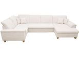 Wohnlandschaft OTTO HOME "Eggery 352 x 214 cm, auch mit Schlaffunktion & Bettkasten, Holzfüße", creme, B:352cm H:81cm T:214cm, 100% Polyester, Sofas, Wohnlandschaft, Kopfteile verstellbar, U-Form, aus pflegeleichtem Luxus-Microfaser