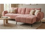 Ecksofa OTTO HOME "Viborg 261 x 140 cm, mit Steppungen, elegant, modern", rosa (rose), B:261cm H:82cm T:140cm, 100% Polyester, Sofas, Ecksofa, L-Form, pflegeleichter Bezug, hohe Füße - passend für Saugroboter