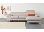 Ecksofa COTTA "Driver L-Form, B: 268 cm", grau (argent), Sofas, B/H/T: 268cm x 73cm x 169cm, Leder BEEFY, Recamiere rechts,mit Kopfteilverstellung,mit Bettfunktion und Bettkasten, LEDER BEEFY (ein abgedecktes Spalt-Rindsleder) im Sitz und Rücken (Korpus in Kunstleder);Luxus-Kunstleder;Kunstleder SOFTLUX;Leder Pampas (echtes Rindsleder), Rückseite mit schwarzem Spannstoff bezogen, Ecksofa, Kopfteil