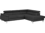 Ecksofa COTTA "Komaris L-Form, B: 249 cm", schwarz, Sofas, Kinder, B/H/T: 249cm x 72cm x 100cm, Leder PAMPAS, Ottomane rechts,mit Bettfunktion,mit Bettkasten,mit RGB-LED-Beleuchtung,mit Kopfteilverstellung, Microfaser PRIMABELLE (100% Polyester);Kunstleder SOFTLUX;Feinstruktur (100% Polyester);Kunstleder SOFTLUX/Struktur (100% Polyester);NaturLEDER, Ecksofa, mit Kopfteilverstellung, optional Schla