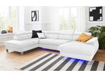Wohnlandschaft COTTA "Komaris U-Form, B: 320 cm", weiß, Sofas, Kinder, B/H/T: 320cm, Leder PAMPAS, Ottomane links, ohne Bettfunktion,ohne Bettkasten,mit RGB-LED-Beleuchtung,mit Kopfteilverstellung, Microfaser PRIMABELLE (100% Polyester);Kunstleder SOFTLUX;Feinstruktur (100% Polyester);Kunstleder SOFTLUX/Struktur (100% Polyester);NaturLEDER, Wohnlandschaft, mit Kopfteilverstellung, optional Schlaff