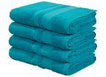 Duschtücher OTTO HOME "Vanessa, 4 Duschtücher, 70x140cm, in Standard- und Premium-Qualität", grün (petrol), B:70cm L:140cm, Walkfrottee, Obermaterial: 100% Baumwolle, Handtücher, Duschtücher, Handtücher mit Bordüre, 100% Baumwolle, einfarbig, weich