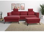 Ecksofa SIT & MORE "Olsen L-Form", rot, B:261cm H:88cm T:172cm, 100% Polyester, Sofas, Ecksofa, inklusive Sitztiefenverstellung, optional Schlaffunktion, 15cm hoch