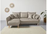 Ecksofa HOME AFFAIRE "Granbo L-Form, B: 240 cm", beige, B:240cm H:95cm T:170cm, 100% Polyester, Sofas, Ecksofa, Schlaffunktion, Bettkasten, Taschen & 5 Zierkissen, Federkern