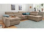 Wohnlandschaft SIT & MORE "Riva U-Form", beige, B:337cm H:92cm T:95cm, Struktur (100% Polyester);Flachgewebe (100% Polyester);Luxus-Microfaser (100% Polyester), Sofas, Wohnlandschaft, wahlweise mit Schlaffunktion
