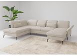 Wohnlandschaft SIT & MORE "Emely, inkl. Sitztiefenverstellung", beige (creme), B:359cm H:92cm T:231cm, 95%Polyester, 5% Polyamid, Sofas, Wohnlandschaft, wahlweise mit Schlaffunktion,Bettkasten,Kopf- & Armteilverstellung