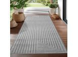 Langflor-Teppich AYYILDIZ TEPPICHE "NOVA 1202, auch als Läufer und in Rund erhältlich", silber, B:80cm H:5mm L:150cm, Polypropylen, Teppiche, In -und Outdoor, Hoch Tief Effekt, Struktur, Wohnzimmer, Aussenbereich