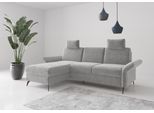 Ecksofa OTTO HOME "Rochelle", grau (hellgrau), B:251cm H:93cm T:164cm, 100% Polyester, Sofas, Ecksofa, wahlweise mit Schlaffunktion, Bettkasten und Armteilverstellung