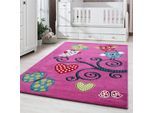 Kinderteppich AYYILDIZ TEPPICHE "KIDS 420, auch in rund erhältlich", lila, B:160cm H:11mm L:230cm, Polypropylen, Teppiche, Kinderteppich, strapazierfähig / pflegeleicht/ Kurzflor/ Eulen Motiv