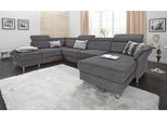 Wohnlandschaft SIT & MORE "Avignon U-Form", grau, B:331cm H:97cm T:228cm, Flachgewebe (90% Polyester, 10% Polyamid);Luxus-Microfaser (100% Polyester);Struktur (100% Polyester), Sofas, Wohnlandschaft, optional Schlaffunktion & Stauraum, inklusive Kopfteilverstellung