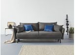 Schlafsofa COLLECTION AB "Asra, B: 228 cm, Liegel. 145x192 cm", schwarz (anthrazit), B:228cm H:95cm T:104cm, 100% Polyester, Sofas, Schlafsofa, Schlaffunktion, Bettkasten, Taschen & 2 Zierkissen, Federkern