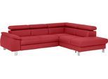 Ecksofa COTTA "Komaris L-Form, B: 249 cm", rot, B:249cm H:72cm T:100cm, Microfaser PRIMABELLE (100% Polyester);Kunstleder SOFTLUX;Feinstruktur (100% Polyester);Kunstleder SOFTLUX/Struktur (100% Polyester);NaturLEDER, Sofas, Ecksofa, mit Kopfteilverstellung, optional Schlaffunktion, Bettkasten & Licht