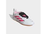 Fußballschuh ADIDAS PERFORMANCE "PREDATOR CLUB KIDS, HALLENBÖDEN, UMSCHLAGBARE ZUNGE", Mädchen, Gr. 37, pink (cloud weiß, solar turbo, core schwarz), Synthetik, Schuhe Fußballschuh, für Hallenboden, für Jugendliche & Kinder