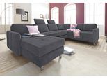 Wohnlandschaft SIT & MORE "Pablo U-Form", grau (dunkelgrau), B:292cm H:80cm T:87cm, Struktur (100% Polyester);Kunstleder SOFTLUX;Luxus-Microfaser ALTARA NUBUCK (100% Polyester), Sofas, Wohnlandschaft, wahlweise mit Schlaffunktion und Bettkasten