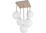 OTTO HOME Deckenleuchte "Nellin", beige matt, opal weiß, 5, Ø 16cm H: 59cm, 1 Stk., Leuchten, 5 Glaskugeln mit je 1x E14 exkl., quadratisch, beige matt, Deckenleuchte