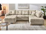 Wohnlandschaft JOCKENHÖFER GRUPPE "Abby U-Form, B: 313 cm", beige (natur), B:313cm, Korpus: 100% Polyester;Kissen: 100% Polyester, Sofas, Wohnlandschaft, mit Schlaffunktion, Bettkasten & Zierkissen, Topseller