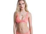Bandeau-Bikini-Top ROXY "Wavy Baby Elongated Bra", Damen, Gr. XS, Cup B, orange (rot orange), Obermaterial: 77% Polyester, 13% Nylon, 10% Elasthan., Bikini-Oberteile
