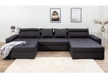 Wohnlandschaft COLLECTION AB "Josy XXXL-Relax U-Form, B: 352 cm", grau (dunkelgrau), B:352cm H:41cm T:161cm, 100%Polyester, Sofas, Wohnlandschaft, Schlaffunktion, Bettkasten & 2 Nackenkissen, Federkern