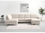 Wohnlandschaft SIT & MORE "Farö U-Form", grau (elephant), B:325cm H:90cm T:187cm, Sofas, Wohnlandschaft, inklusive Federkern, wahlweise mit Schlaffunktion und Bettkasten