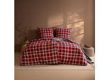 Bettwäsche ESTELLA "Quirin", rot (460, rot), B/L: 155cm x 220cm, 1 Stk., 1 Stk., Flanell, B/L: 80cm x 80cm, 2, Flanell, Bezug: 100% Baumwolle, Bettwäsche, Bettwäsche