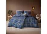 Bettwäsche ESTELLA "Quirin", blau (600, blau), B/L: 135cm x 200cm, 1 Stk., 1 Stk., Flanell, B/L: 80cm x 80cm, 2, Flanell, Bezug: 100% Baumwolle, Bettwäsche, Bettwäsche