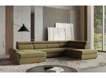 Wohnlandschaft SIT & MORE "U-Form", grün (olive), B:345cm H:79cm T:213cm, 100% Polyester, Sofas, Wohnlandschaft, mit verstellbaren Kopfteilen, wahlweise mit Schlaffunktion