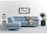 Ecksofa SIT & MORE "Marano L-Form", blau (hellblau), B:252cm T:216cm, 98% Polyester, 2% Polyamid, Sofas, Ecksofa, inklusive Kopfteilverstellung, optional Schlaffunktion & Bettkasten
