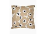 Kissenbezug MARIMEKKO "PIENI UNIKKO", beige (weiß, beige, dunkelblau), B:50cm H:1cm L:50cm, Baumwolle, Baumwolle, Kissenbezüge, Kissenbezug, 50x50 cm