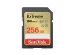 SANDISK Speicherkarte "SDXC Extreme 256GB (180/130 MB/s R/W), 1 Jahr RescuePRO Deluxe", gold (goldfarben), 256 GB, Speicherkarten