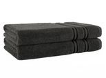 Duschtuch HAMMETEX "2er Set Badetücher 70x140 cm, 100% Baumwolle, Weich & Saugstark", grau (antrasit), B:70cm L:140cm, Frottier, Baumwolle, Handtücher, mit Bordüre, einfarbig, weich