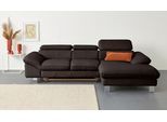 Ecksofa COTTA "Driver L-Form, B: 268 cm", braun, Sofas, B/H/T: 268cm x 73cm x 169cm, Leder BEEFY, Recamiere rechts,mit Kopfteilverstellung,mit Bettfunktion und Bettkasten, LEDER BEEFY (ein abgedecktes Spalt-Rindsleder) im Sitz und Rücken (Korpus in Kunstleder);Luxus-Kunstleder;Kunstleder SOFTLUX;Leder Pampas (echtes Rindsleder), Rückseite mit schwarzem Spannstoff bezogen, Ecksofa, Kopfteilverstell
