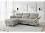 Ecksofa SIT & MORE "Pamela L-Form, Leder, B: 218 und 230 cm", light grau, B:230cm H:90cm T:164cm, Sofas, Ecksofa, optional Armteilverstellung, Schlaffunktion & Bettkasten