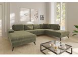 Wohnlandschaft SIT & MORE "Morris Jubi U-Form, B: 300 cm", grün (hellgrün), B:300cm H:83cm T:202cm, 100% Polyester, Sofas, Wohnlandschaft, mit Armteilfunktion & 1 Zierkissen, optional Schlaffunktion