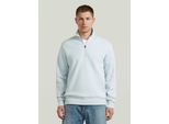 Longpullover G-STAR "Premium Core Half Zip Sweater", Herren, Gr. M, weiß (baby blau), Obermaterial: 55% Baumwolle, 45% Polyester, Pullover Longpullover