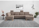 Wohnlandschaft SIT & MORE "Westham U-Form", grau (taupe), B:338cm H:88cm T:172cm, 90% Polyester 10%Polyamid, Sofas, Wohnlandschaft, wahlweise mit Schlaffunktion, Bettkasten, Sitztiefenverstellung