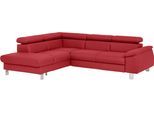 Ecksofa COTTA "Komaris L-Form, B: 249 cm", rot, B:249cm H:72cm T:100cm, Microfaser PRIMABELLE (100% Polyester);Kunstleder SOFTLUX;Feinstruktur (100% Polyester);Kunstleder SOFTLUX/Struktur (100% Polyester);NaturLEDER, Sofas, Ecksofa, mit Kopfteilverstellung, optional Schlaffunktion, Bettkasten & Licht