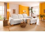 Ecksofa HOME AFFAIRE "Dundee L-Form", beige (creme), B:264cm H:86cm T:170cm, Luxus-Microfaser Florence (100% Polyester);Struktur fein (100% Polyester);Luxus-Microfaser Lederoptik (100% Polyester), Sofas, Ecksofa, wahlweise mit Kopfteilverstellung und zusätzlich mit Schlaffunktion