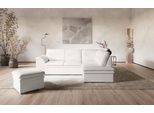 Ecksofa COTTA "Leandra L-Form", weiß (altweiß), B:250cm H:88cm T:90cm, NaturLEDER: Bitte beachten Sie, dass Lederbezüge mehr Nähte aufweisen als Stoffbezüge.;Kunstleder Softlux;NaturLEDER (echtes Rindsleder) in Sitz und Rücken.;Luxus-Microfaser (100% Polyester), Sofas, Ecksofa, wahlweise mit Schlaffunktion & Bettkasten