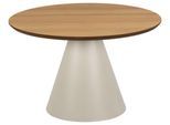 Couchtisch ACTONA GROUP "Soli", grau (hellgrau, hellgrau, natur), B:65cm H:43cm T:65cm, Tische, Couchtisch, Rund Couchtisch, Tischplatte matt Eiche, Säule Gestell grau, Ø65x43cm