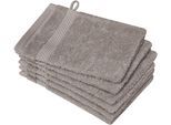 Waschhandschuh DYCKHOFF "Planet", grau (taupe), B:16cm L:21cm, Walkfrottier, Waschlappen, Waschhandschuh, 450 g/m², aus reiner Baumwolle, trocknergeeignet