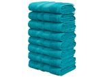 Handtücher OTTO HOME "Vanessa, 8 Handtücher, 50x100cm, in Standard- und Premium-Qualität", blau (petrol), B:50cm L:100cm, Walkfrottee, Obermaterial: 100% Baumwolle, Handtücher, Handtücher, Handtücher mit Bordüre, 100% Baumwolle, einfarbig, weich