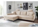 Ecksofa OTTO HOME "Summer L-Form, B: 280cm, in Cord & Struktur", beige (b800 zoom 1 cream), B:278cm H:86cm T:174cm, 92% Polyester;8% Nylon, Sofas, Ecksofa, wahlweise mit Kopfstützen, schwarze Metallfüße