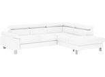 Ecksofa COTTA "Komaris L-Form, B: 249 cm", weiß, Sofas, Kinder, B/H/T: 249cm x 72cm x 100cm, Leder PAMPAS, Ottomane rechts,mit Bettfunktion,mit Bettkasten,ohne RGB-LED-Beleuchtung,mit Kopfteilverstellung, Microfaser PRIMABELLE (100% Polyester);Kunstleder SOFTLUX;Feinstruktur (100% Polyester);Kunstleder SOFTLUX/Struktur (100% Polyester);NaturLEDER, Ecksofa, mit Kopfteilverstellung, optional Schlaff