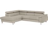 Ecksofa COTTA "Komaris L-Form, B: 249 cm", grau, Sofas, Kinder, B/H/T: 249cm x 72cm x 100cm, Leder PAMPAS, Ottomane links,mit Bettfunktion,mit Bettkasten,mit RGB-LED-Beleuchtung,mit Kopfteilverstellung, Microfaser PRIMABELLE (100% Polyester);Kunstleder SOFTLUX;Feinstruktur (100% Polyester);Kunstleder SOFTLUX/Struktur (100% Polyester);NaturLEDER, Ecksofa, mit Kopfteilverstellung, optional Schlaffun